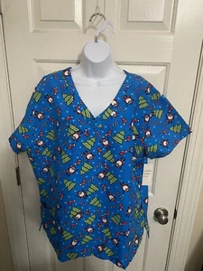 Scrubs top Gabby Brooke Santa Elves Christmas Short Sleeve Medical 2X NWT - Picture 1 of 5