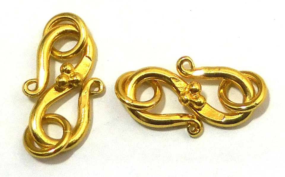 14 PCS 18X11MM SOLID COPPER BALI  S HOOK CLASP 18K GOLD PLATED 589 DTH-228 - Image 1 of 1