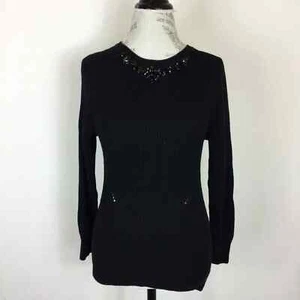 Ann Taylor Loft Womans Black Beaded Long Sleeve Sweater Size Small - Picture 1 of 7