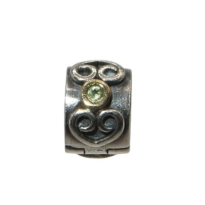 Pandora RARE Double Heart Peridot and Sterling Silver Clip 790382PE - Image 1 of 4