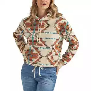 Sudadera con capucha blanca estampada azteca retro americana Wrangler para dama - Imagen 1 de 2