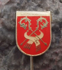 Mnichovo Hradiste Bishop Robes Crosier Staff Heraldic Crest Shield Pin Badge - Picture 1 of 3