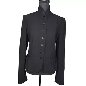 DKNY Damen Blazer mit Mandarinkragen und Knopfleiste in Schwarz - Größe 10 - Bild 1 von 8