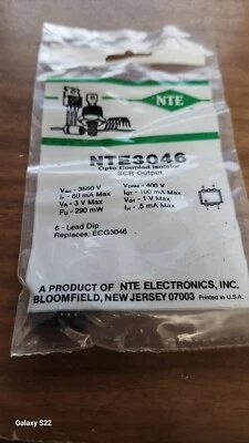 NTE3046  OPTOCOUPLER ISOLATION SCR OUTPUT - Image 1 of 2