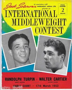 Jack Solomons Britain Boxing Program Mar17 1953 Harrington Arena Randolph Turpin - Picture 1 of 2