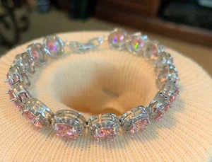 Beautiful Pink Quartz Bracelet surrounded by Crystals - Picture 1 of 3