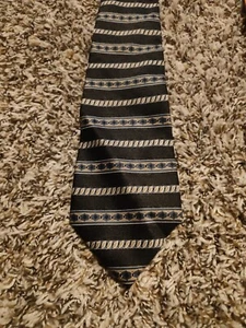 Ketch Neck Tie Adult Mens Black Striped Polyester USA Made Necktie - Picture 1 of 5