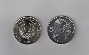 CHIPRIOTA 1988 OLÍMPICOS DE SEÚL COREA 50 CENTAVOS BRILLANTE UNC. Y MONEDA PERFECTA - Imagen 1 de 1