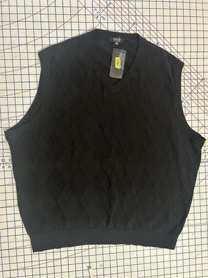 Chaleco Suéter Cypress Links Para Hombres 3X Negro Cuello en V Algodón Pullover Sin Mangas Nuevo Foto 1 de 4