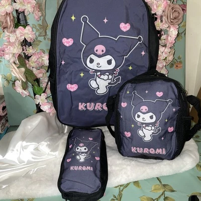 Three-piece Kurumi set backpack lunch bag pencil bag New - Image 1 of 4