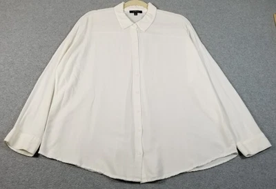 Camisa Ambiance Abotonada Para Mujer’s 1X Plus Blanca Manga Larga Transparente Delgada Top Rayón Foto 1 de 4
