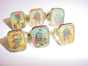 6 Rare SUPERMAN FLICKER Lenticular RING Vari-Vue 1959-63 FULL SET OEM GOLD BASE - Picture 1 of 6
