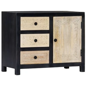 Side Cabinet Sideboard Living Room Furniture Hand Carved Solid Wood Mango vidaXL - Picture 1 of 23