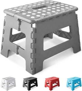 9 Inch Heavy Duty Folding Step Stool | Non-Slip Foldable Footstool for Toddlers, - Picture 1 of 12