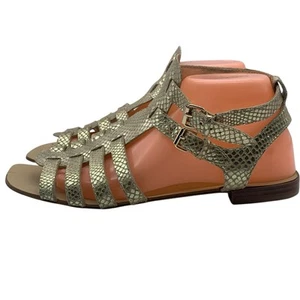 Nine West Jobilyn Gladiator Strappy Sandals Leather Gold Women’s Sz 9 M - Picture 1 of 13