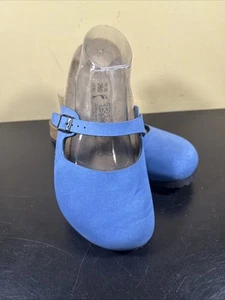 Birkenstock Birki Blue Leather Adjustable Strap Clog EU 40 Ladies 9 - Picture 1 of 10