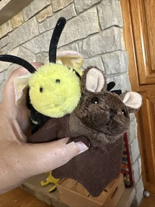 RARE Vtg Mary Meyer Finger Puppet Buzzy Bumblebee Plush & Bat Finger Puppet - Picture 1 of 14
