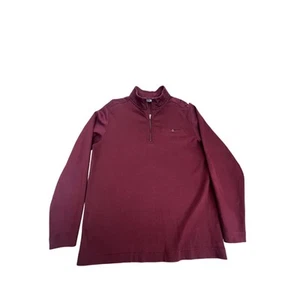 Hart Schaffner Marx Mens Size M 1/4 Zip Pullover Wine Red Solid 100% Cotton - Picture 1 of 8