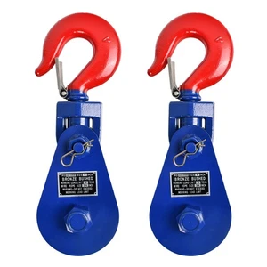 (2) Snatch Block 8 Ton with Swivel Hook & Safety Latch 6" Sheave, 3/4" Wire Rope - Picture 1 of 10