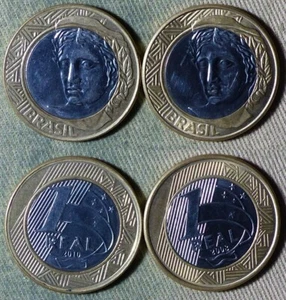Brazil : 2 Coins 1 Real 2008 + 2010 AU-UNC IR112988 - Picture 1 of 1