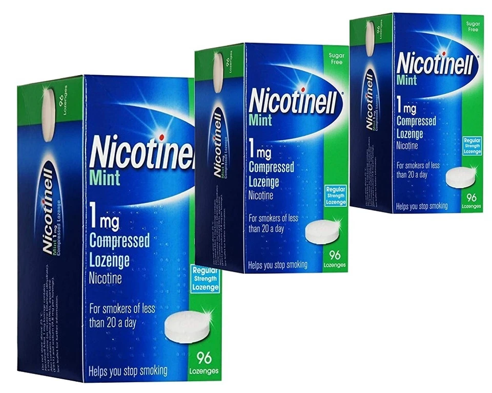 Nicotinell Lutschtabletten Minze 1 mg - 96 Lutschtabletten - 3er Pack Ablaufdatum = 03/2026