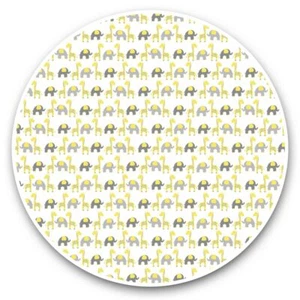 2 x Vinyl Stickers 25cm - Yellow Elephant Giraffe Pattern Print  #46495 - Afbeelding 1 van 8