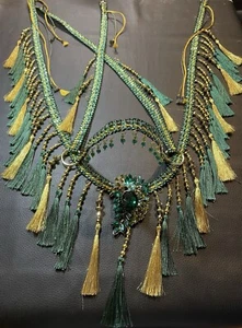 Araber Showhalfter-Set,vorführ Halfter,Pferdeschmuck,grün/gold , Pferd - Bild 1 von 9