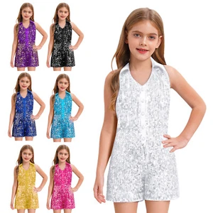 Kids Girl Outfit Eye-catching Jumpsuit Fashionable Romper Classic Sleeveless - Picture 1 of 80