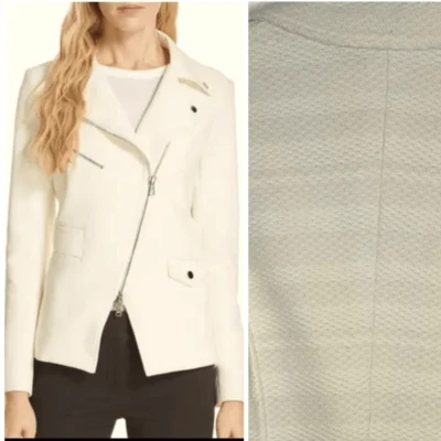 Veronica Beard Hadley Tweed Moto Jacket Cream Size 8 Dickey - Image 1 of 4