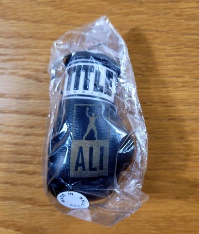 MUHAMMAD ALI - Miniature 3" Inch Black Title Boxing Glove Key Ring Key Chain Cover