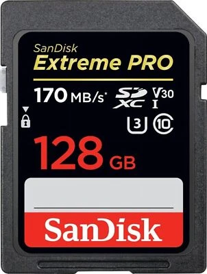 SanDisk Extreme PRO 128GB SDXC Memory Card up to 170MB/s UHS-1 Class 10, U3, V30 - Image 1 of 4