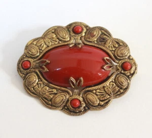 Grande broche ancienne laiton et pâte de verre 1940 - Picture 1 of 3