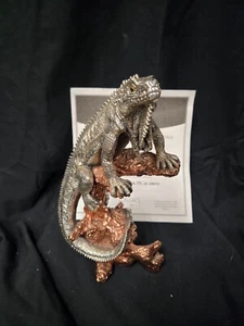 Estatua de Iguana Saavedra Figura De Plata 999 De Diseno con Certificado de Autenticidad - Imagen 1 de 7