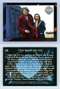 Tom Baker On K-9 #28 Doctor Who Series 4 1996 Cornerstone Trading Card