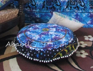 28" Indian Zodiac Astrology Mandala Round Pillow Cover Cushion Ottoman Cover Art - Picture 1 of 1