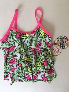 NEW SO Girls Swimsuit Bikini Top UPF 50 Flamingo Size XXS 4 - Picture 1 of 4