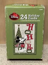 24 Disney Holiday Christmas Season Cards W/Mickey& Minnie W/24 White Envelopes