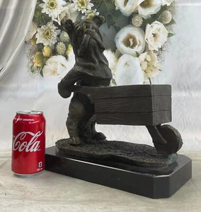 Signed Original Williams English Bulldog Bronze Planter Sculpture Statue Figure - Picture 1 of 10