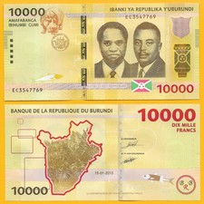 Burundi 10000 (10,000) Francs p-54 2015 UNC Banknote