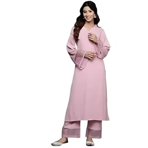Conjunto de Kurta regular liso mezcla de seda para mujer - elegante y cómodo uso indio - Imagen 1 de 6