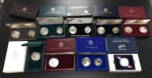 SILVER DOLLAR COMMEMORATIVE LOT 10 SILVER DOLLARS w/ 5-CLAD HALF DOLLARS (#3) - Picture 1 of 20
