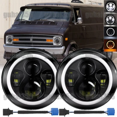 Faros LED redondos sellados de 7 pulgadas para camioneta Dodge B100 B200 B300 1971-1974 Foto 1 de 4
