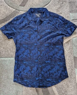 Camisa Twisted Soul Para Hombres Azul Oscuro Inteligente Informal Manga Corta 100% Algodón Talla: S  Foto 1 de 4