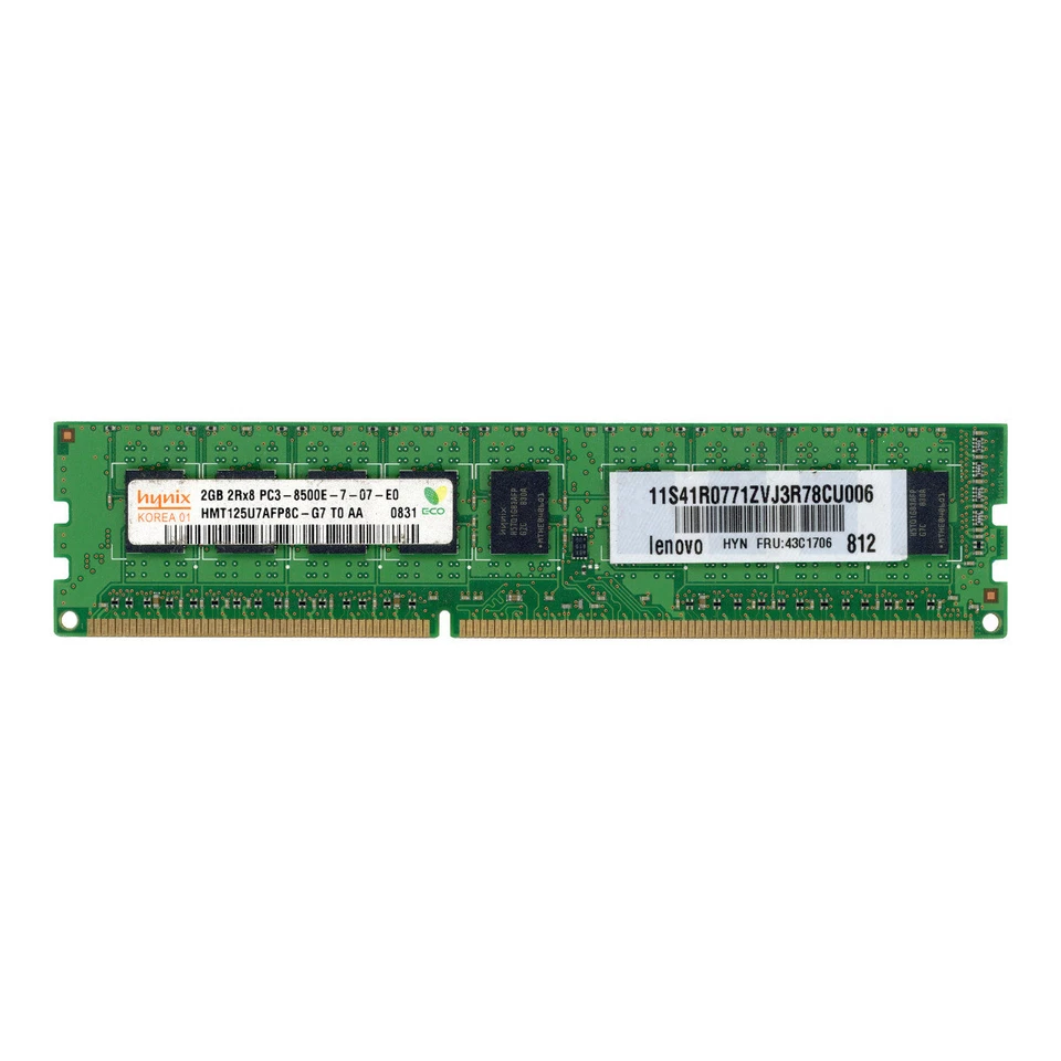 Server RAM Lenovo 43C1706 HMT125U7AFP8C-G7 2GB DDR3 1066MHz Unbuffered ECC - Image 1 of 1
