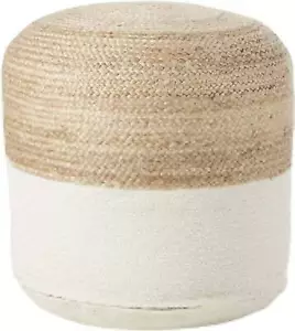 Pouf Cover Cotton Jute Braided Poufs Floor Decor Living Foot Stool Cover Ottoman - Picture 1 of 3