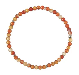 Carneol Armband - Karneol Edelsteinarmband - 4mm Perlenarmband orange D159 - Picture 1 of 4