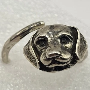 Anillo para perro de plata de ley 925 envolvente ajustable tamaño 8-9 - Imagen 1 de 9