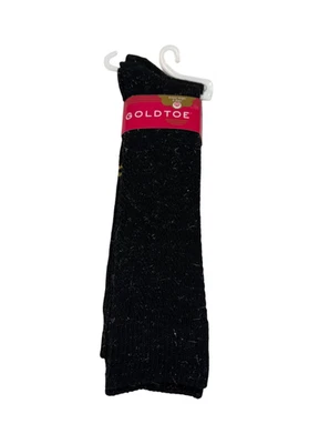 Gold Toe Holiday Knee High Socks 2 Pair Girls Medium (9-1.5) Black Sparkle - Image 1 of 4