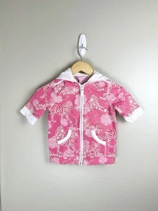 Lilly Pulitzer Girls Sz 8-10 Beach Cover Up Hoodie Short Sleeve Pink Tiger Print - Picture 1 of 9