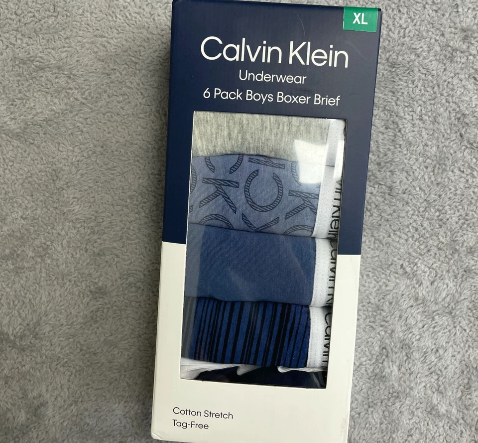 NEW Calvin Klein Boys XL 6 Pack Boxer Brief Underwear Cotton Stretch Multicolor - Image 1 of 4